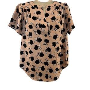 Ann Taylor Floral Pink & Black Short Sleeve Blouse -NWT - Size XS!
